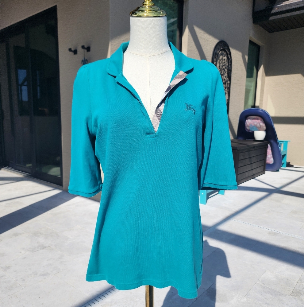 Burberry Brit Teal V-Neck Top